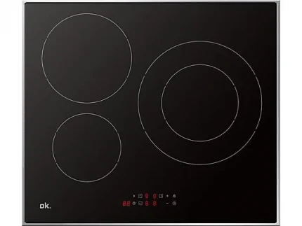 OK OBH 3611-1 – Placa de Inducción 3 Zonas, Zona Grande 18/29 cm, 51.7 cm, Negra